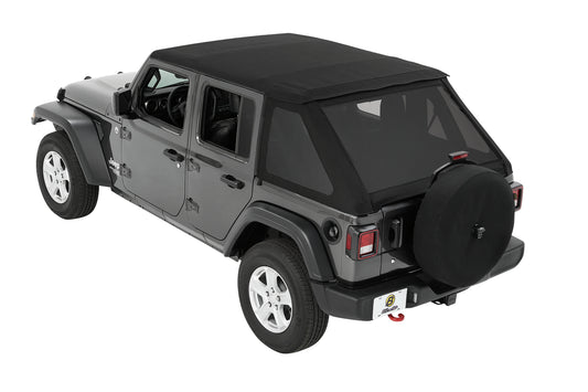 18-C JEEP WRANGLER JL 4DR TREKTOP SLANTBACK SOFT TOP; BLACK TWILL