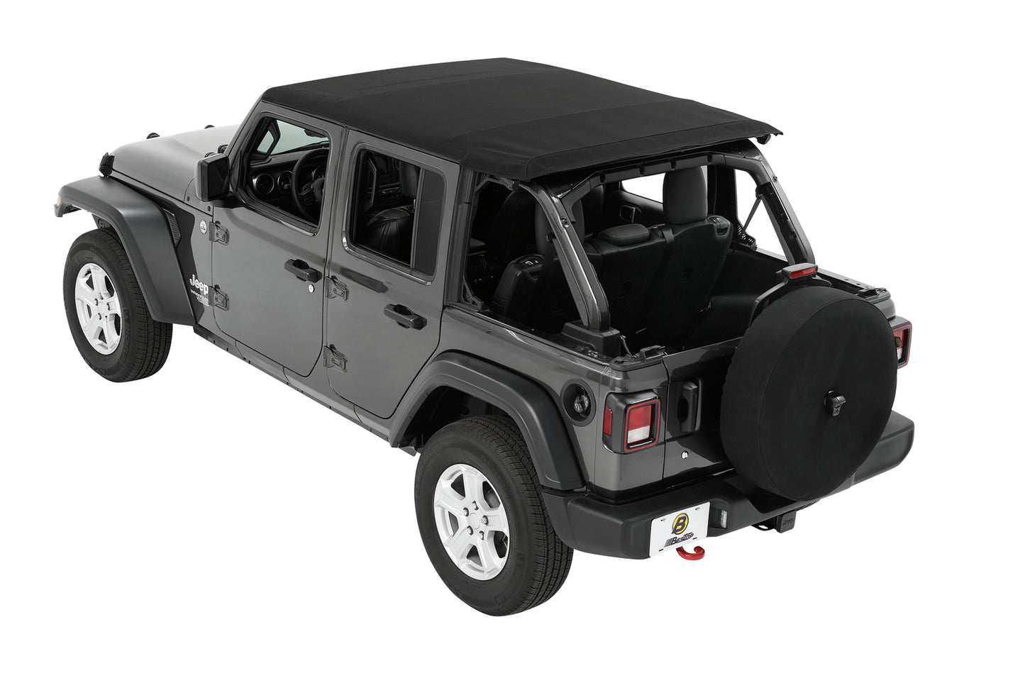 18-C JEEP WRANGLER JL 4DR TREKTOP SLANTBACK SOFT TOP; BLACK TWILL