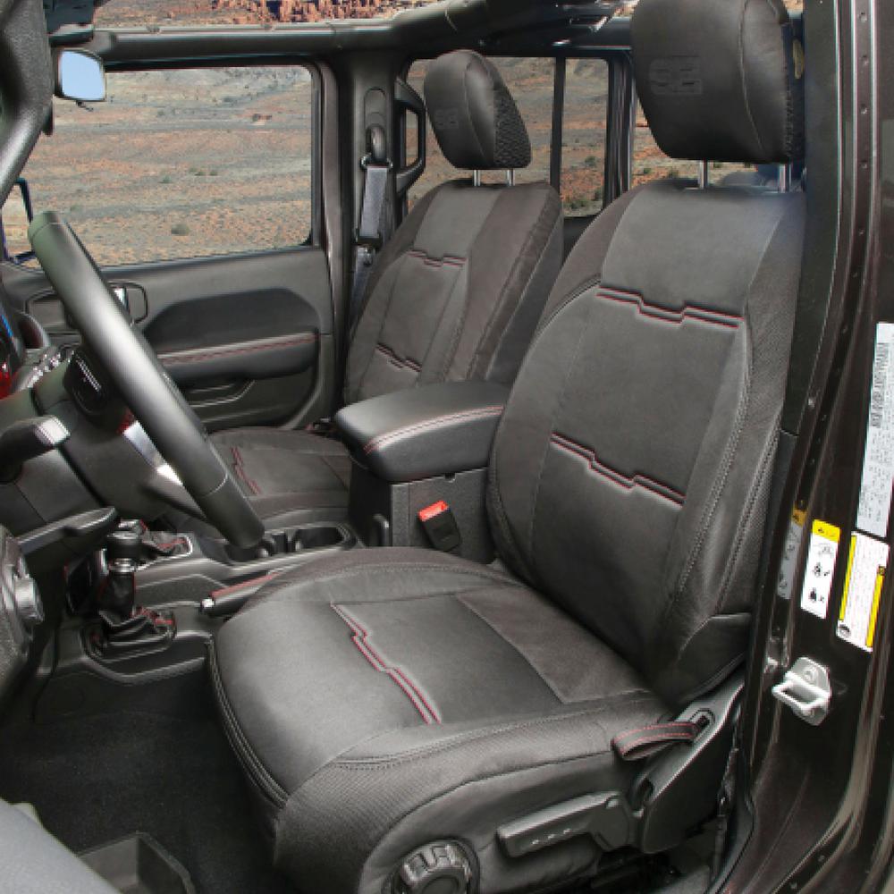 18C WRANGLER JL 2DR GEN2 NEOPRENE FRONT/REAR SEAT COVER; BLACK/BLACK