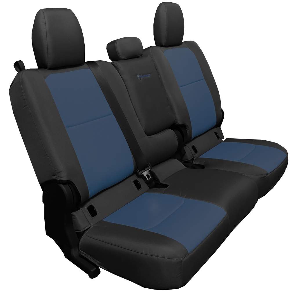 Rear 4 Door seat covers for a 2019+ Jeep Gladiator BLACK - NAVY ( WITH FOLD ARM REST)