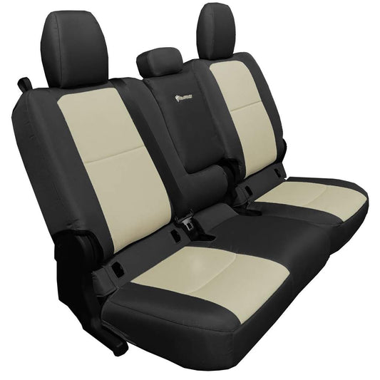 Rear 4 Door seat covers for a 2019+ Jeep Gladiator BLACK - KHAKI ( WITH FOLD ARM REST)