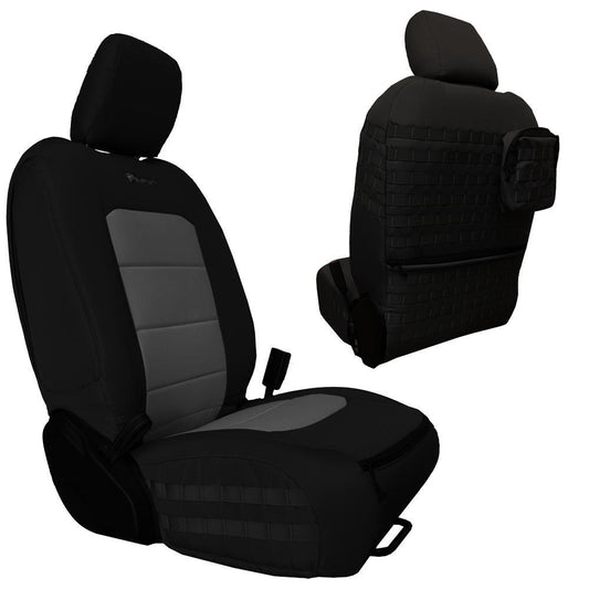 BARTACT 2018 Jeep JL Tactical Seat Covers Front (Pair) - SRS and Non-SRS Outer Color Black Insert Color Graphite - 4 DOOR JL ONLY -