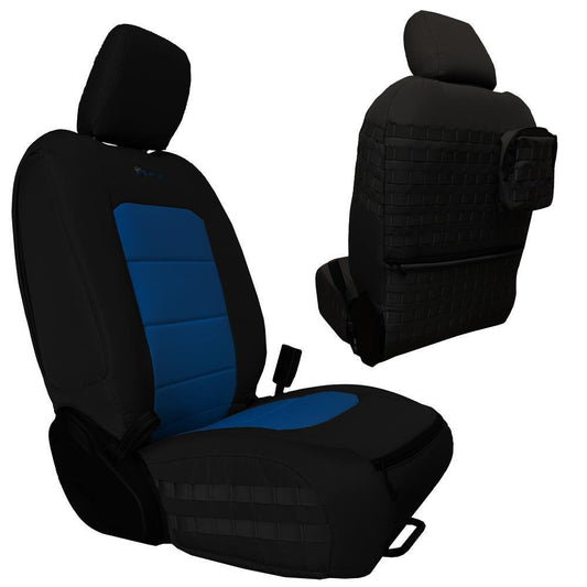 Front seat covers for a 2019+ Jeep Gladiator BLACK - BLUE