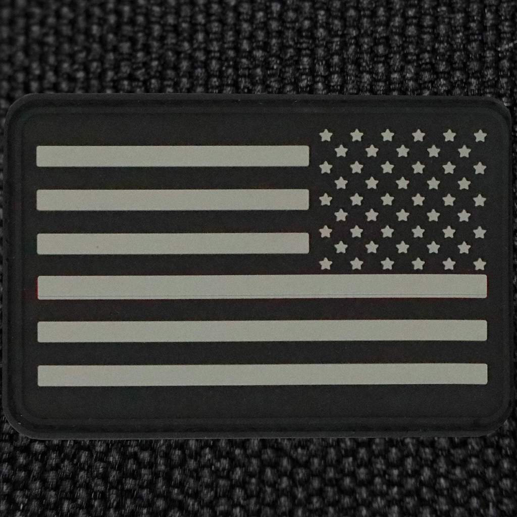 American Flag BLACK / SILVER  STARS ON RIGHT ( PVC)