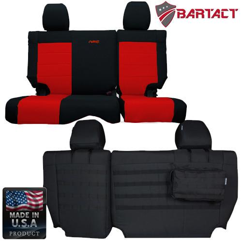 BARTACT SUPER 2013-18 Jeep JK Seat Cover Rear Split Bench 4 Door Outer Color Black Insert Color Red