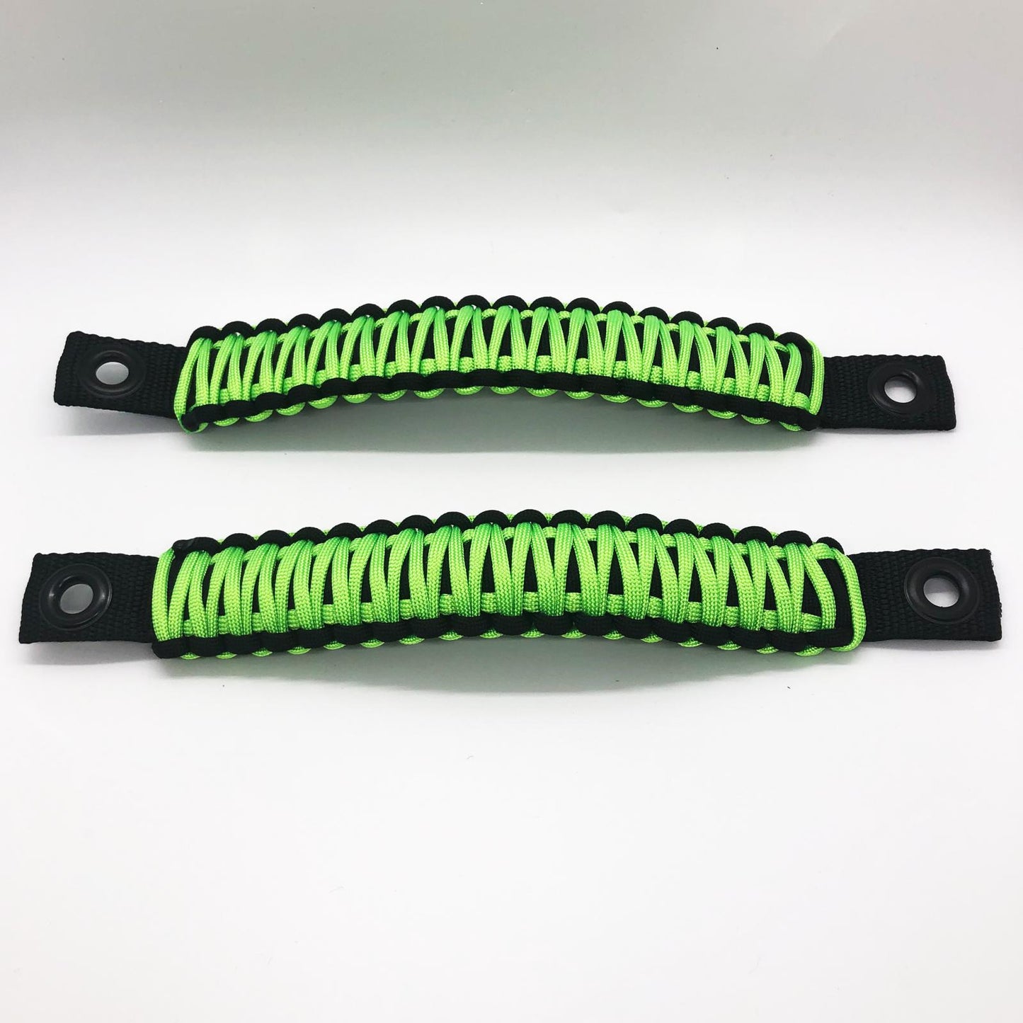 Bartact Paracord Grab Handle - JK Sound bar Rear side - (PAIR) - Black/Gecko-Neon Green