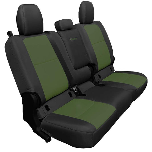 Rear 4 Door seat covers for a 2019+ Jeep Gladiator BLACK - OLIVE ( WITH FOLD ARM REST)