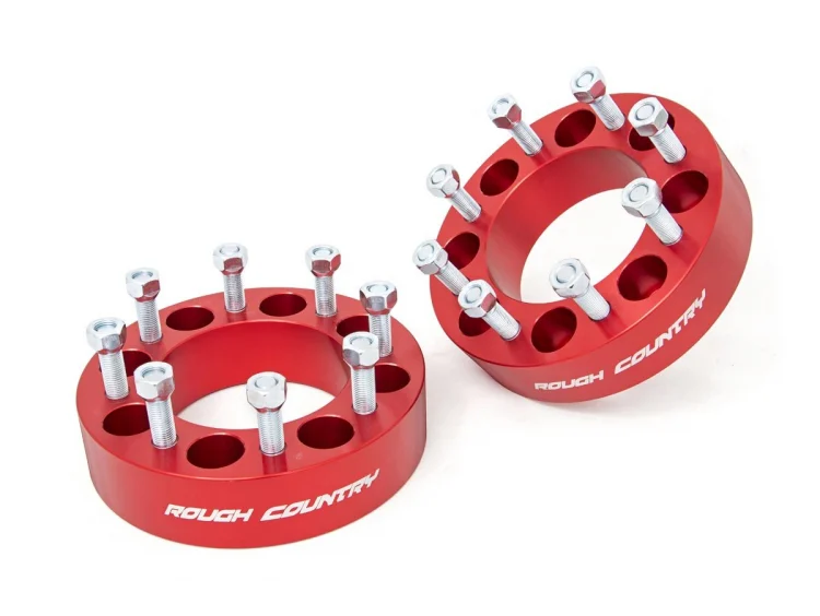 2 Inch Wheel Spacers Pair Red 12-14 Ram 2500/3500 Silverado/Sierra 2500 HD/3500 HD Rough Country