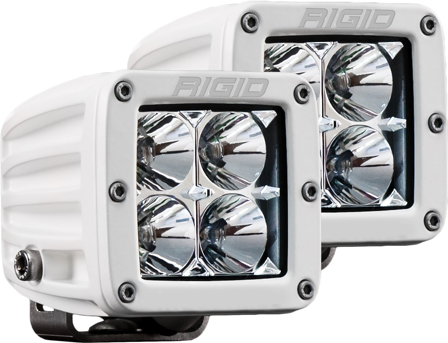 RIGID D-Series PRO LED Light, Flood Optic, Surface Mount, White Housing, Pair