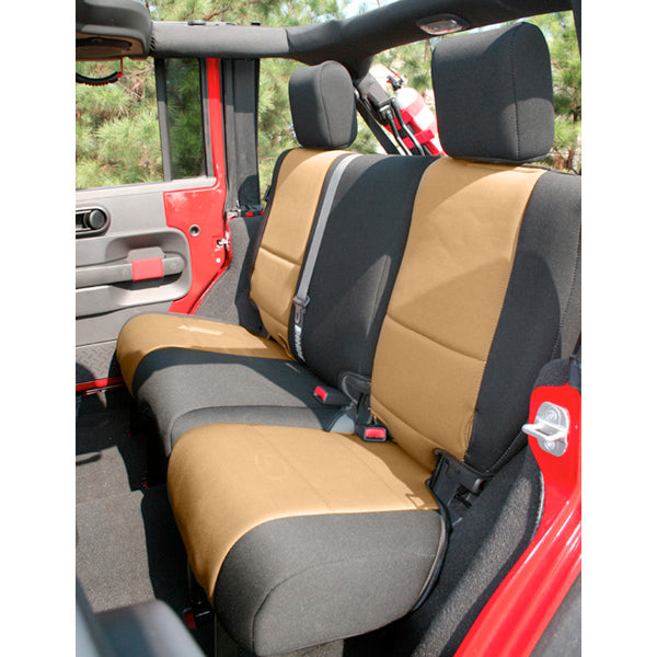 SEAT COVER, REAR, NEOPRENE, BLACK/TAN; 07-18 JEEP WRANGLER JK