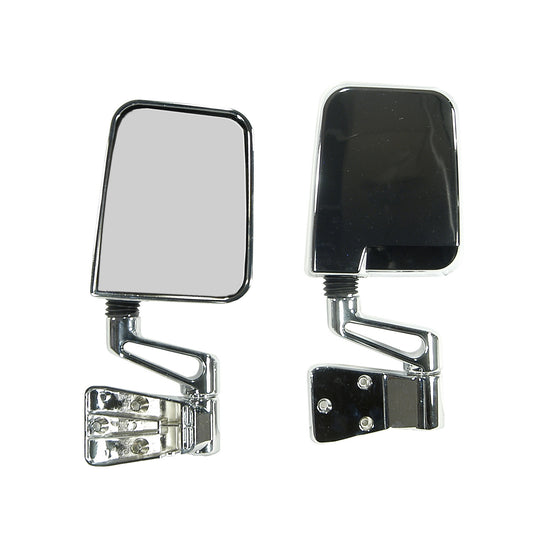 SIDE MIRRORS, CHROME, 87-02 JEEP WRANGLER WITH FACTORY HALF DOORS, 94-02 FULL DO
