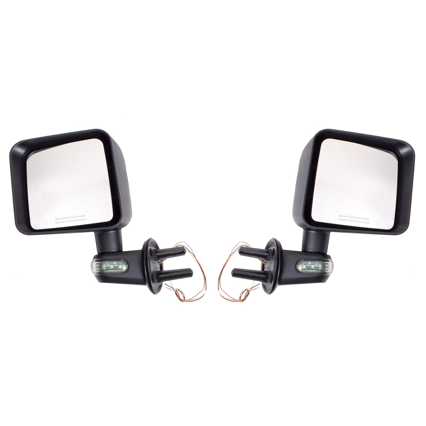 Door Mirror Kit with Turn Signals, Black; 07-16 Jeep Wrangler JK