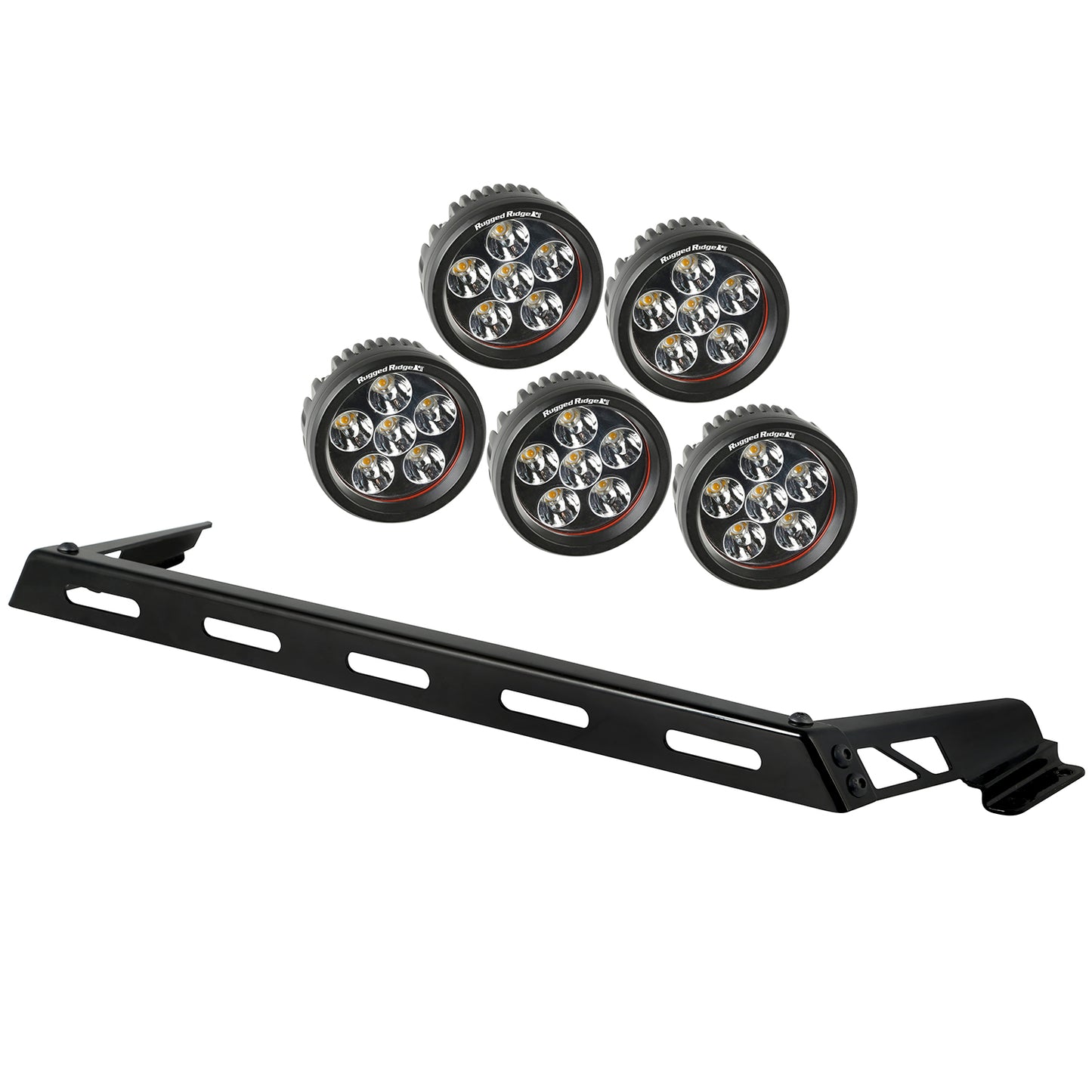 07-15 JEEP WRANGLER (JK) HOOD LIGHT BAR KIT 5 ROUND LED LIGHTS