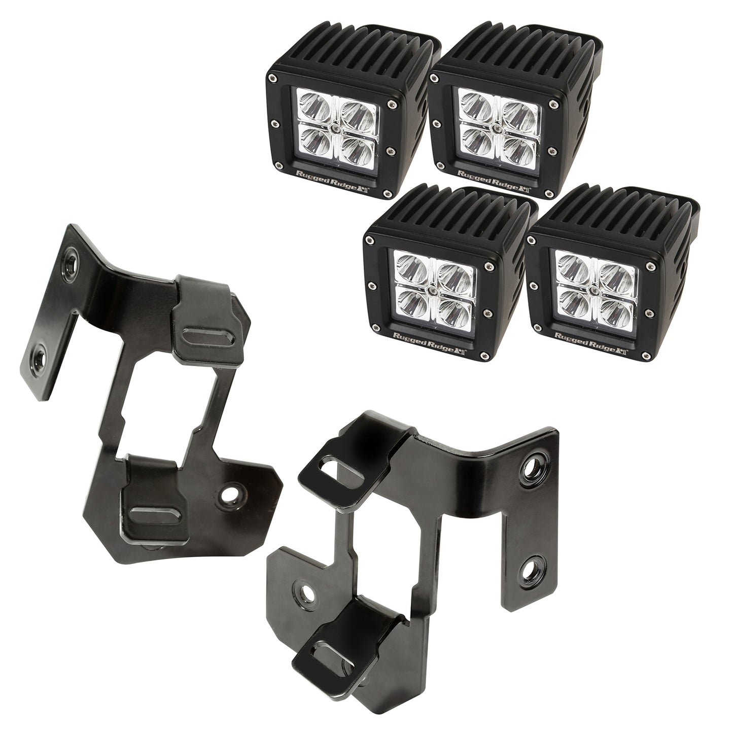 A-Pillar Light Mount Kit, Semi-Gloss Black, Square LED; 07-16 Wrangler