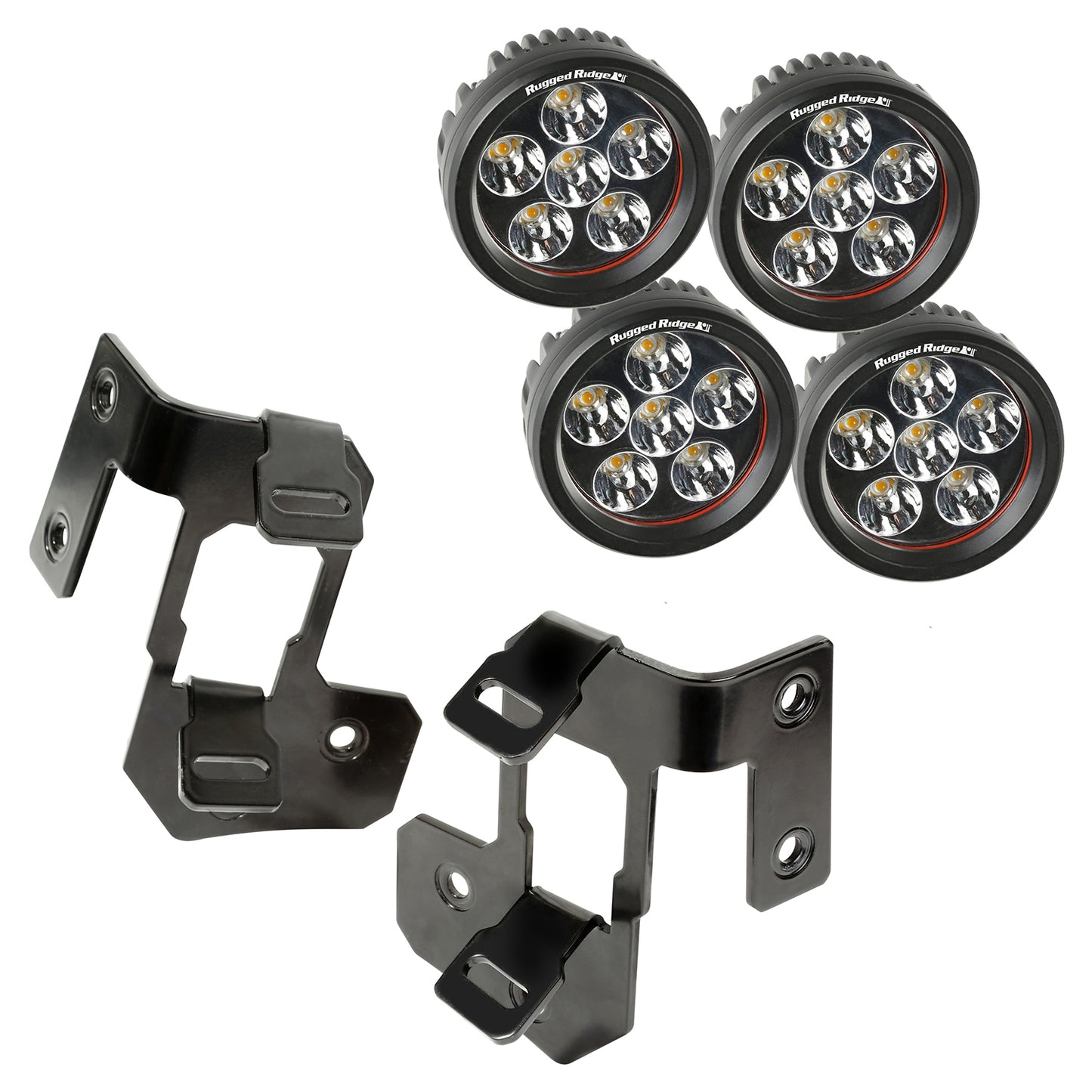 A-Pillar Light Mount Kit, Semi-Gloss Black, Round LED; 07-16 Wrangler