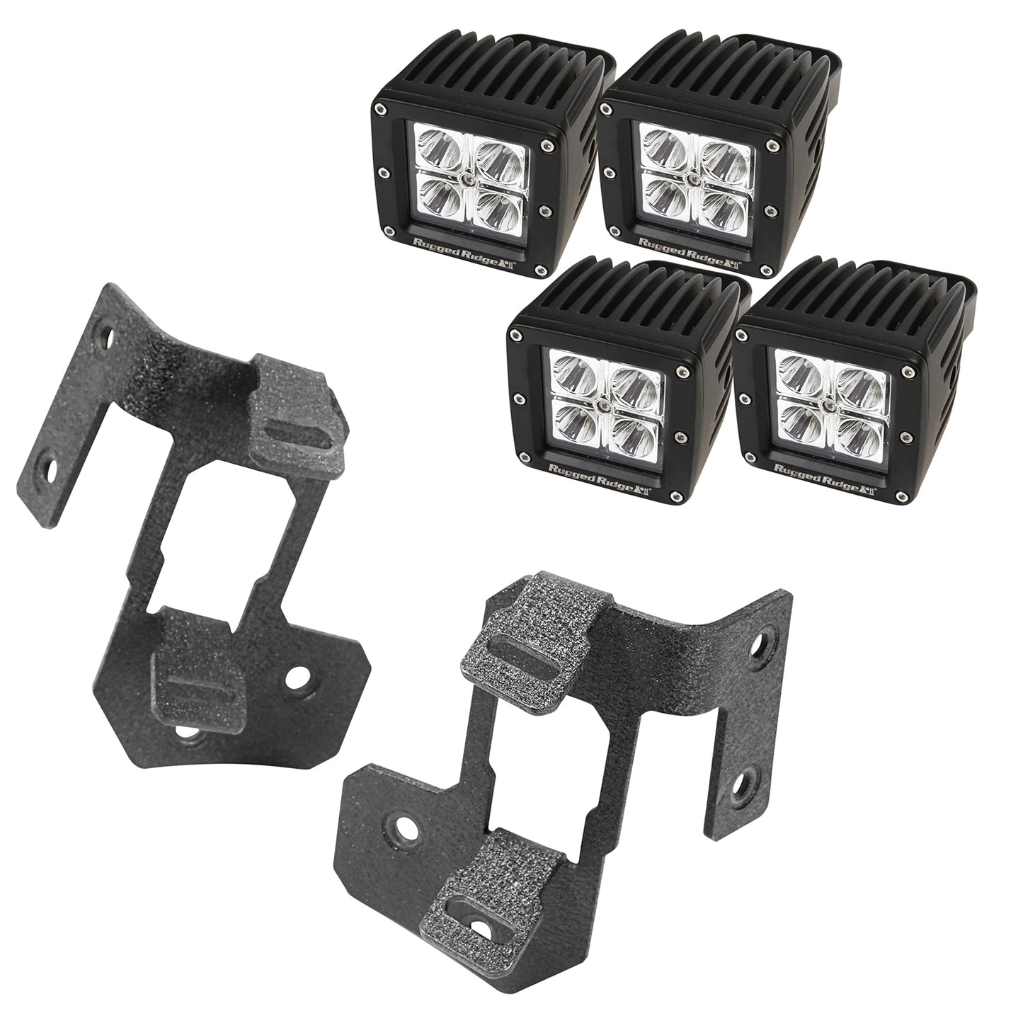 A-Pillar Light Mount Kit, Textured Black, Square LED; 07-16 Wrangler