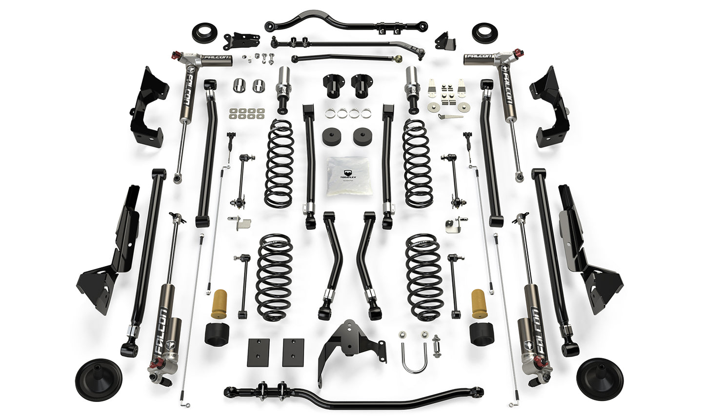 JK 4dr: 6FT AlpFTe RT6 Long Arm Suspension System AND Falcon 3.3 Fast Adjust