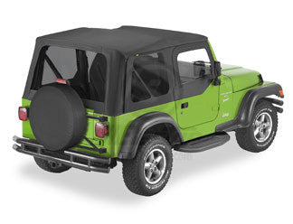 03-06 WRANGLER 2DR REPLACE-A-TOP FABRIC SOFT TOP ONLY INCL UPPER DOOR SKIN/TINTED WINDOWS-BLACK DENI