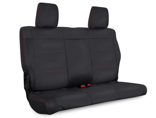 Rear Seat Cover for  07 Jeep Wrangler JKU 4 door Black with Red Stitching