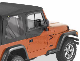 97-06 JEEP WRANGLER UPPER DOOR SLIDERS FOR FACTORY & ALL BESTOP SOFT TOPS - BLACK DIAMOND