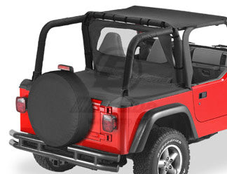 97-02 JEEP WRANGLER W/FACTORY SOFT TOP BOWS FOLDER DOWN DUSTER DECK COVER-BLACK DENIM