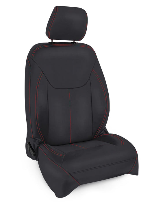 Front Seat Covers for  13- 17 Jeep Wrangler JK 2 door or 4 door (Pair) Black with Red Stitching