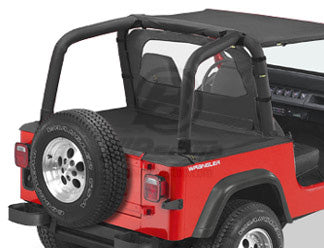 92-95 JEEP WRANGLER W/FACTORY SOFT TOP BOWS FOLDER DOWN DUSTER DECK COVER-BLACK DENIM