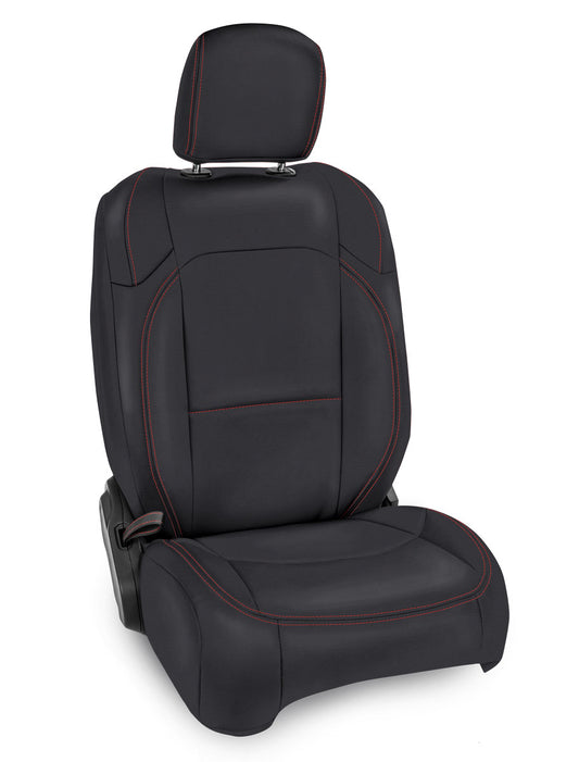 Front Seat Covers for Jeep Wrangler JL 2 door non-Rubicon (Pair) Black with Red Stitching