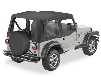 97-02 JEEP WRANGLER REPLACE-A-TOP FABRIC SOFT TOP ONLY INCL HALF DOOR SKINS/CLEAR WINDOWS-BLACK DENI