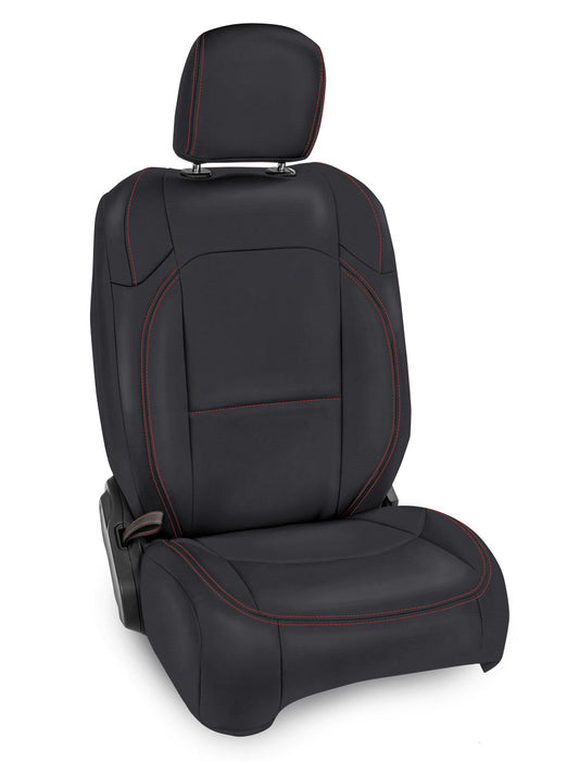 Front Seat Covers for Jeep Wrangler JL 2 door Rubicon (Pair) Black with Red Stitching