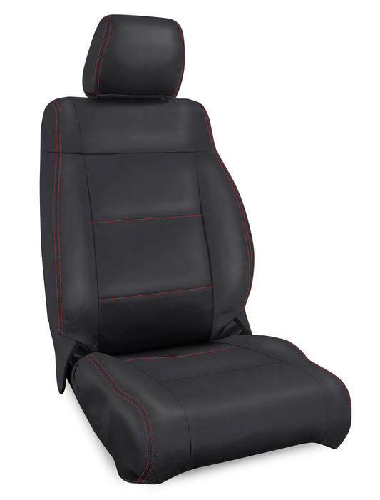 Front Seat Covers for  07- 10 Jeep Wrangler JK 2 door or 4 door (Pair) Black with Red Stitching