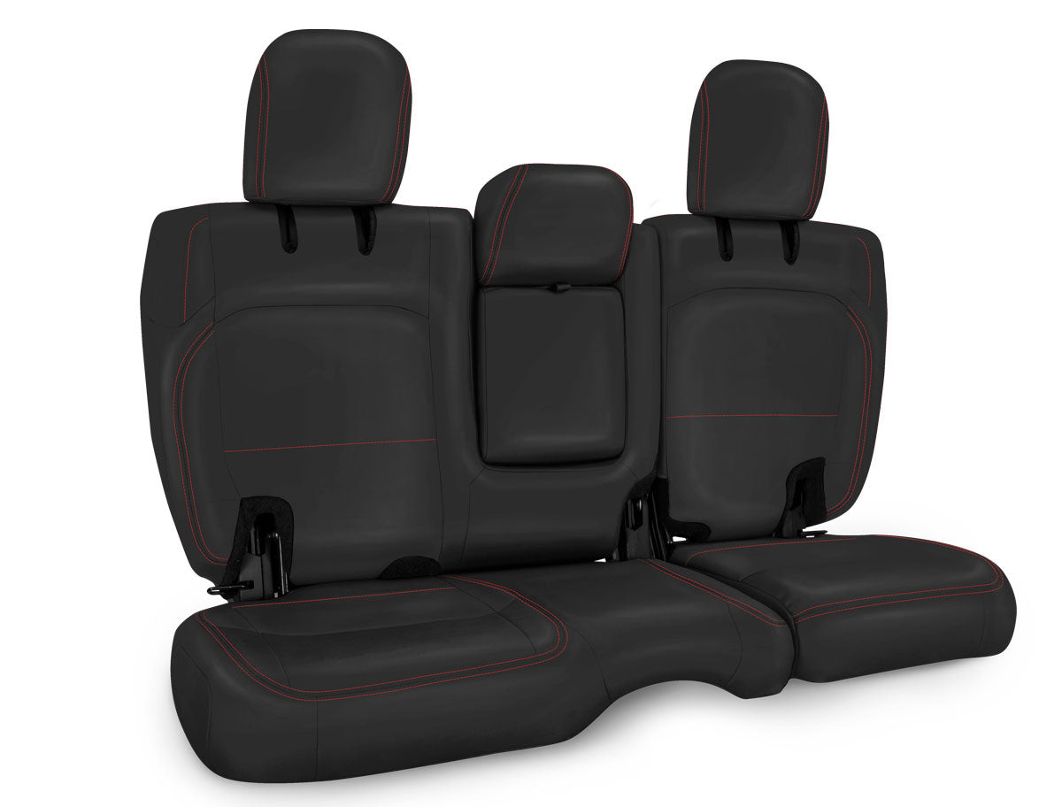 Rear Bench Cover for Jeep Wrangler JLU 4 door with leather interior Black with Red Stitching