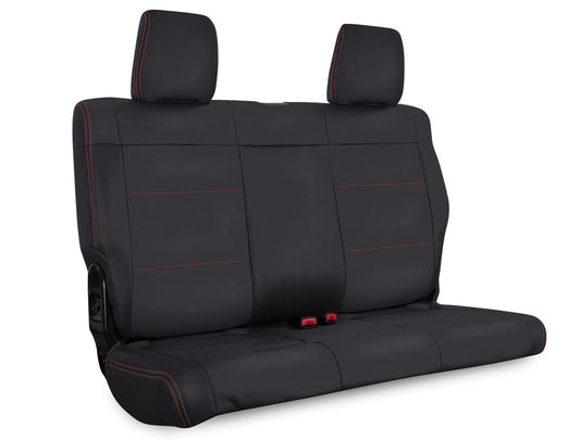 Rear Seat Cover for  11- 12 Jeep Wrangler JKU 4 door Black with Red Stitching