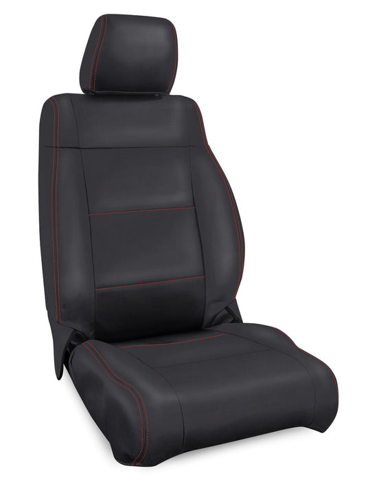Front Seat Covers for  11- 12 Jeep Wrangler JK 2 door or 4 door (Pair) Black with Red Stitching