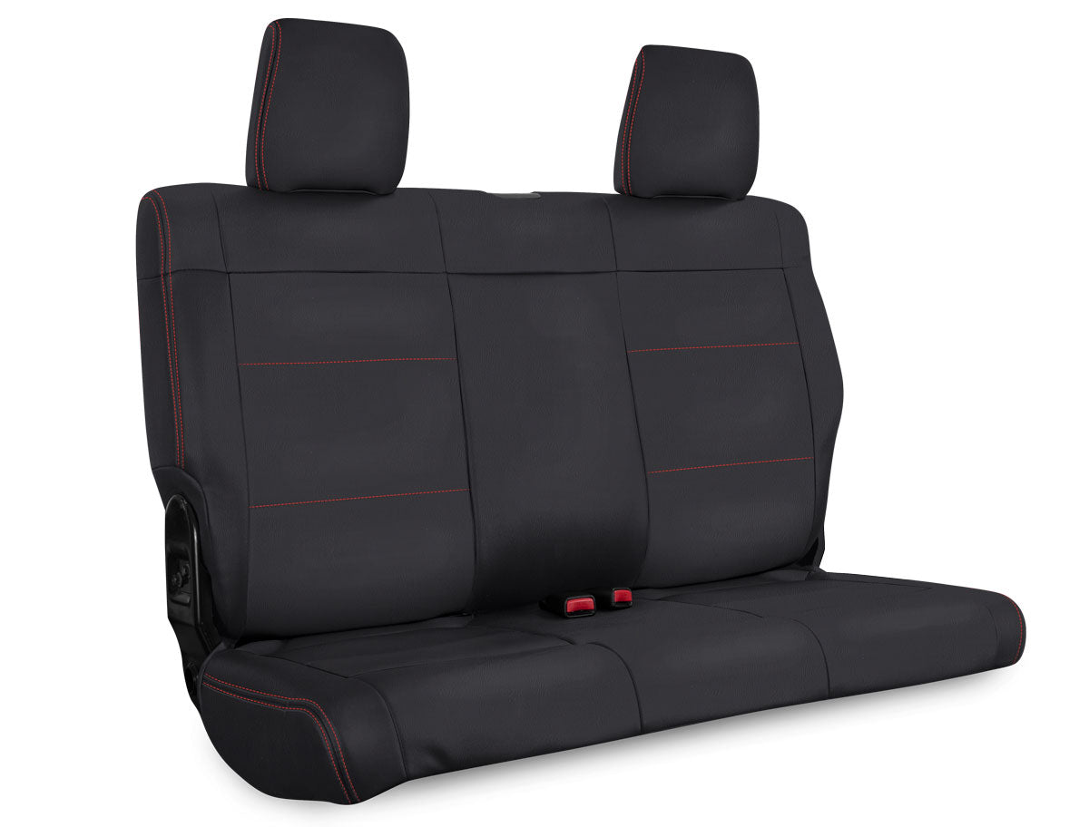 Rear Seat Cover for  08- 10 Jeep Wrangler JKU 4 door Black with Red Stitching