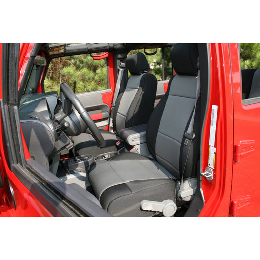 Seat Cover Kit Front Neoprene Black Gray 07-10 Jeep Wrangler JK