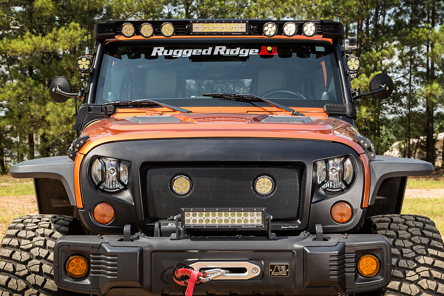 ELITE HEADLIGHT EURO GUARDS, TXT.BLK; 07-17 JK/JKU