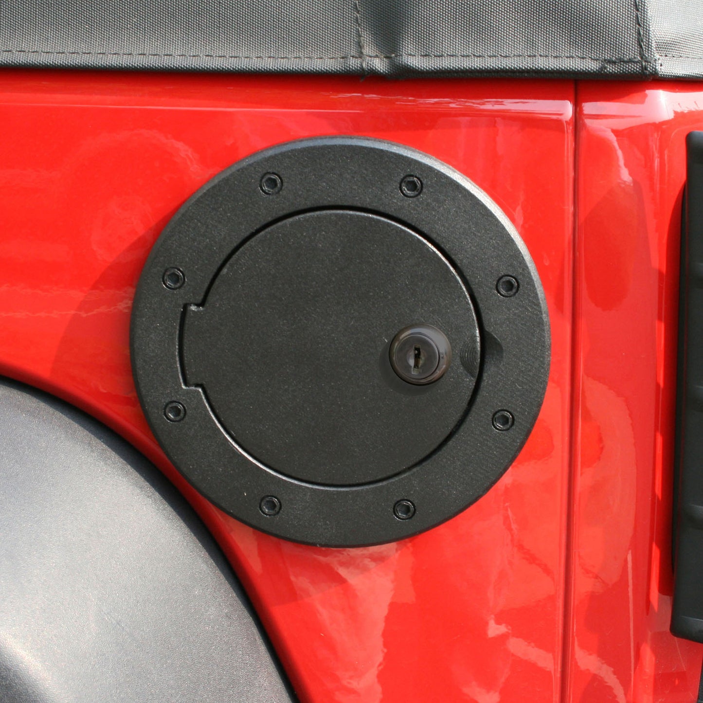 Gas Cap Door Locking Black Aluminum 07-18 Jeep Wrangler JK