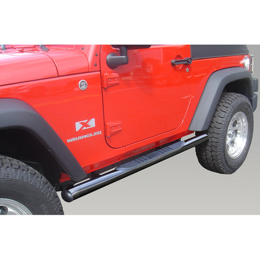 Tube Side Step Kit Round 3 Inch Black 07-18 Jeep Wrangler JK