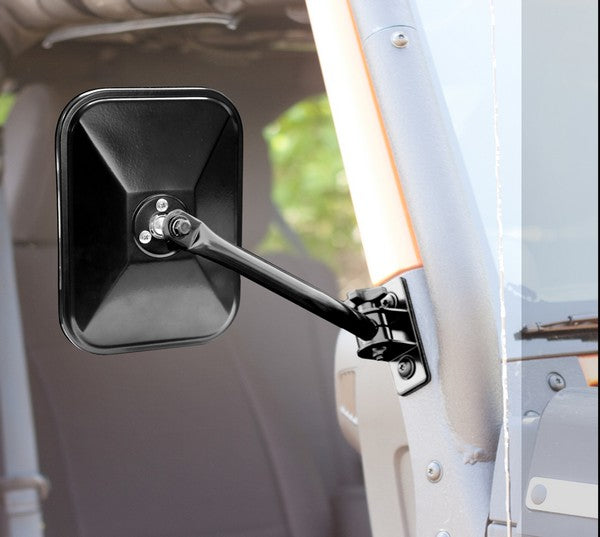 Quick Release Mirror Rectangular Black 97-18 Jeep Wrangler