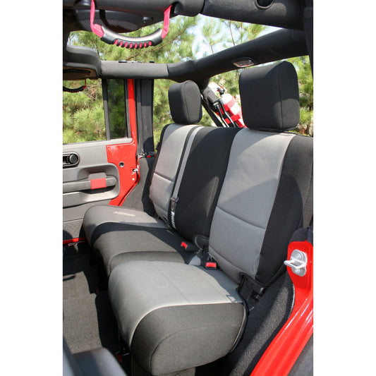 Seat Cover Rear Neoprene Black Gray 07-18 Jeep Wrangler JKU