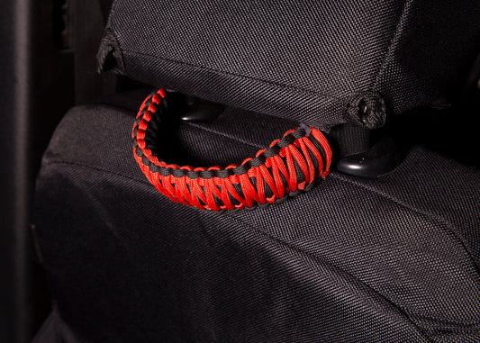 Grab Handle Paracord Seat Mounted Red 07-21 Jeep Wrangler   20-21 Gladiator