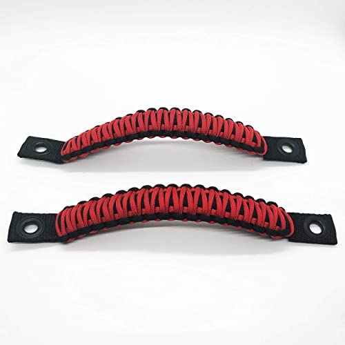 Bartact Paracord Grab Handle - JK Sound bar Rear side - (Sold as Pair) - Black/Red