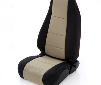 Neoprene Seat Cover Rear 2007 Wrangler JK 2 Door Black/Tan Smittybilt