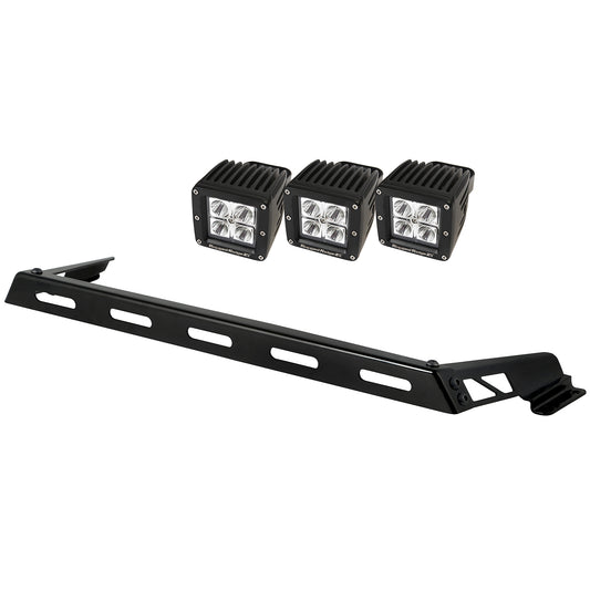 Hood Light Bar Kit, 3 Cube LED Lights; 07-16 Jeep Wrangler JK