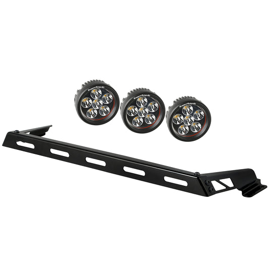 Hood Light Bar Kit, 3 Round LED Lights; 07-16 Jeep Wrangler JK