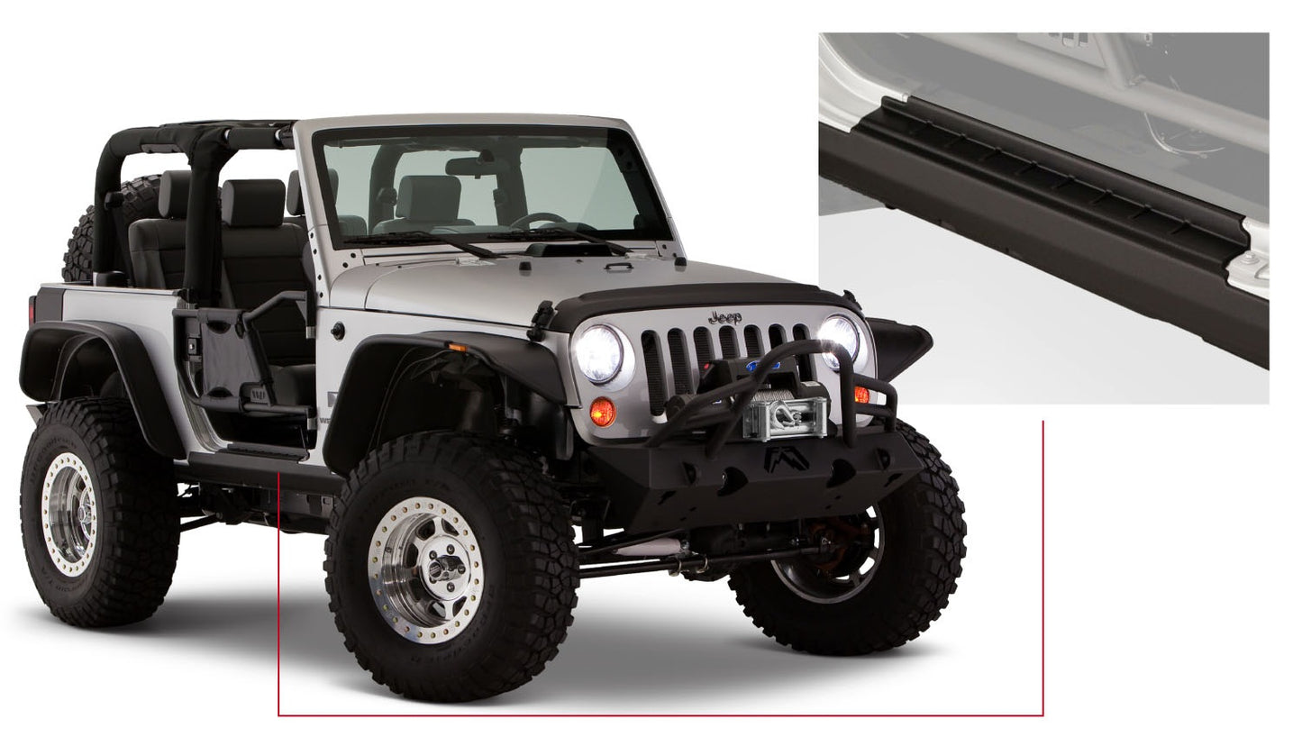 Bushwacker 14011 Black Trail Armor Rocker Panel and Sill Plate Covers for 2007-2018 Jeep Wrangler JK 2-Door, Pair