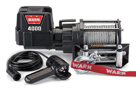 Warn 94000 12 Volt 4000 LB Cap 43 Ft Wire Rope Roller Fairlead Planetary Gear Drive