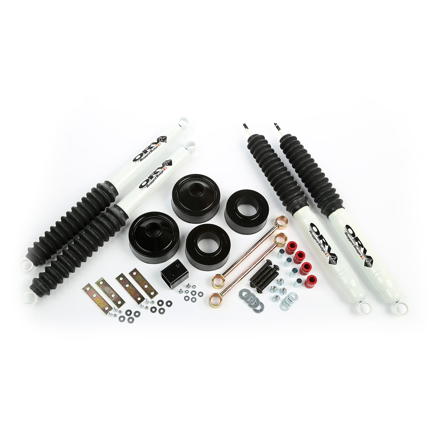 Rugged Ridge 18360.22 Suspension Lift Kit, Spacer, 1.75 Inch, Shocks; 07-18 Jeep Wrangler JK