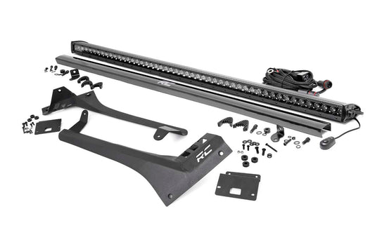 Jeep 50-inch Straight LED Light Bar Upper Windshield Kit w/ Single-Row Black Series LED (2020 Gladiator JT, 18-20 Wrangler JL)